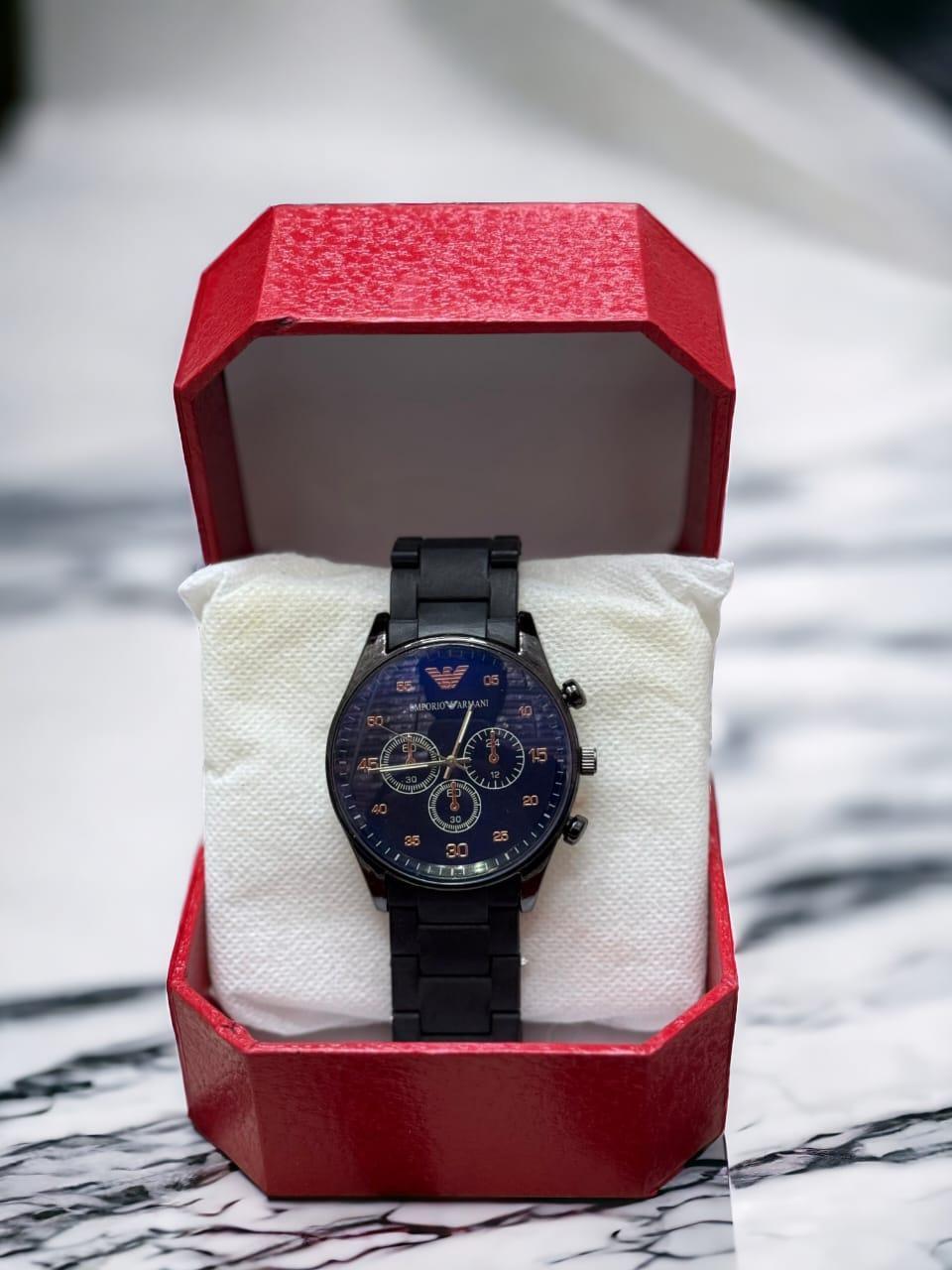 Men's Round Quartz Watch with Chain Strap